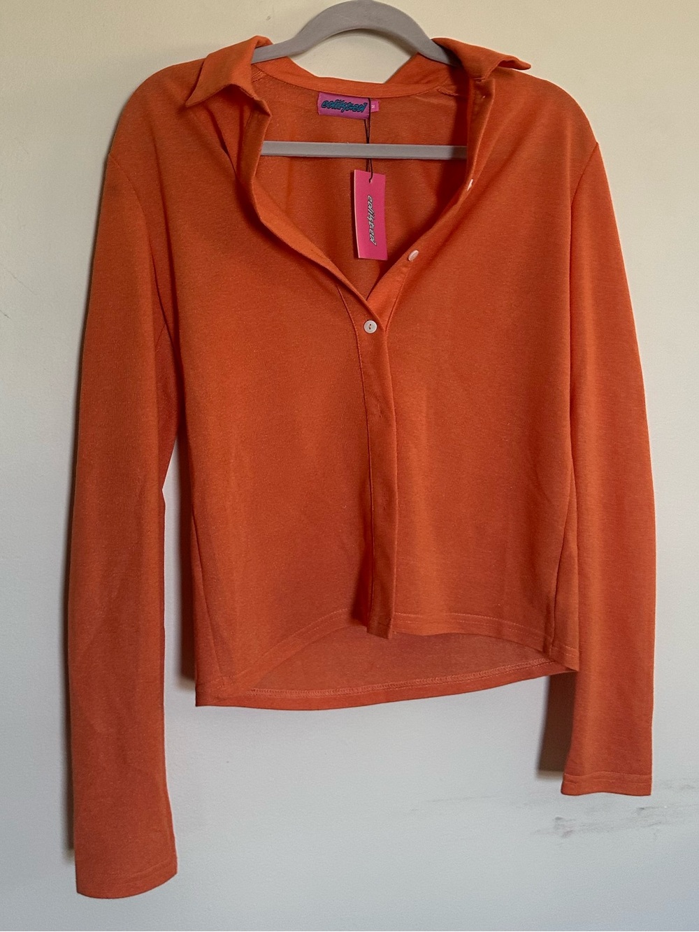 Edikted Sheer Button-Front Long Sleeve Shirt